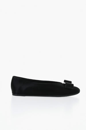BALLERINA BY FERRAGAMO Leather Ballet Flats VANNA with Tone-on-Tone Bow