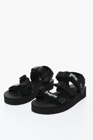 PALM ANGELS X SUICOKE Sandali in Canvas Logati con Chiusura in Velcro