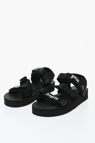 PALM ANGELS X SUICOKE Sandali in Canvas Logati con Chiusura in Velcro