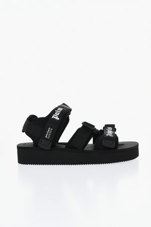 PALM ANGELS X SUICOKE Sandali in Canvas Logati con Chiusura in Velcro
