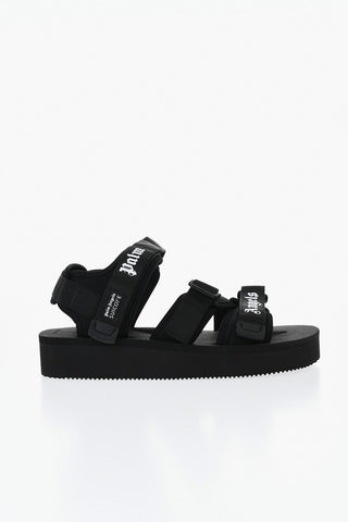 PALM ANGELS X SUICOKE Sandali in Canvas Logati con Chiusura in Velcro