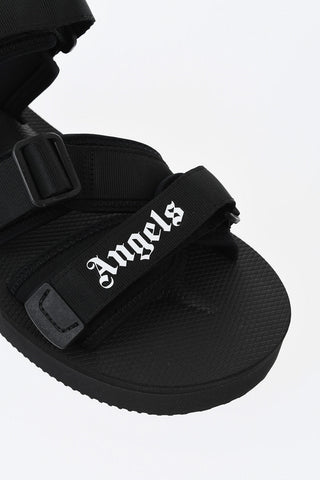 PALM ANGELS X SUICOKE Sandali in Canvas Logati con Chiusura in Velcro