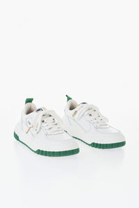 Low Leather Sneakers with Contrasting Sole Detail