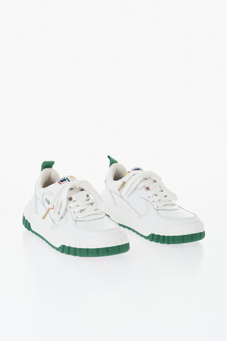 Low Leather Sneakers with Contrasting Sole Detail