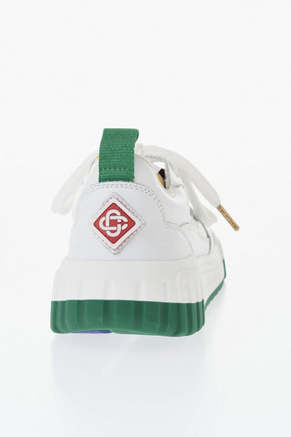Low Leather Sneakers with Contrasting Sole Detail