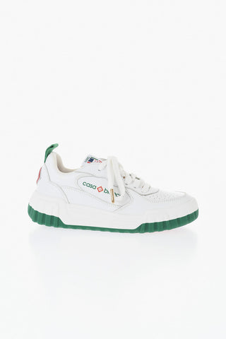 Low Leather Sneakers with Contrasting Sole Detail