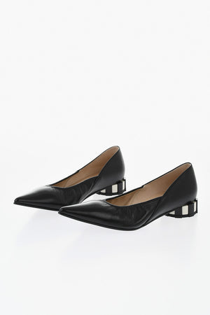Ballerinas Aus Leder Mit Schmaler Spitze Und Rundem 2cm Absatz