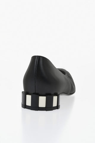 Leather Ballet Flats With Narrow Toe And 2cm Round Heel