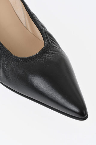 Leather Ballet Flats With Narrow Toe And 2cm Round Heel