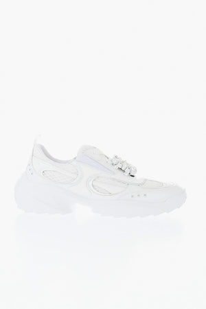 Flache Sneaker Aus Leder Und Mesh Mit Schmuckbesatz