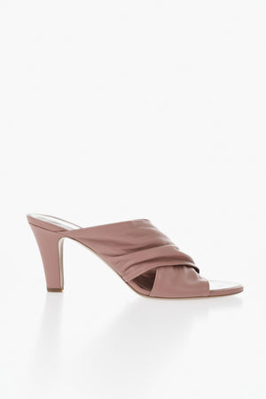 Leather Mules MARIA With Crisscross Band 7.5cm Heel