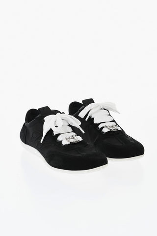Low Suede Sneakers With Tonal Embossed Monogram