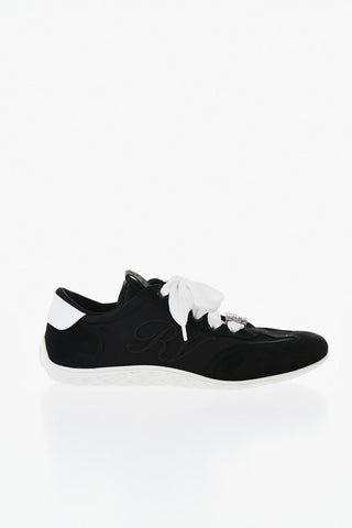Low Suede Sneakers With Tonal Embossed Monogram