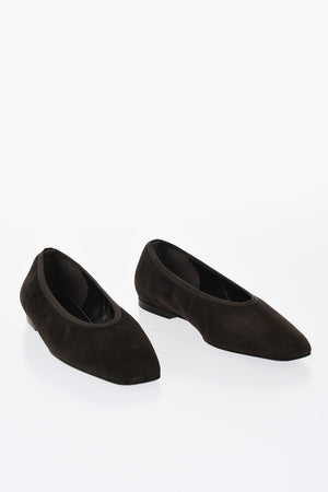 Suede Ballet Flats With Square Toe