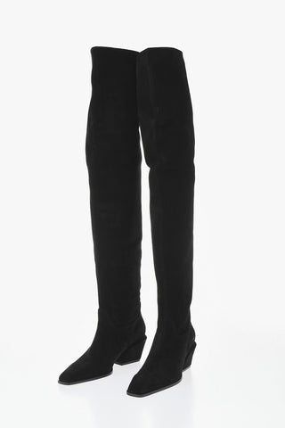 Over-The-Knee Suede Boots BETTINA With Square Toe 6.5cm Heel