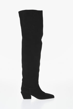 Stivali Sopra il Ginocchio BETTINA in Suede con Punta Squadrata Tacco 6.5cm