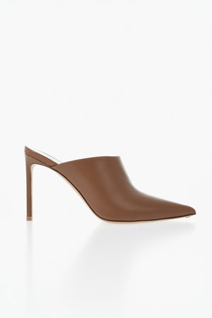 Mules aus Leder mit spitzer Spitze und 11 cm Stilettoabsatz