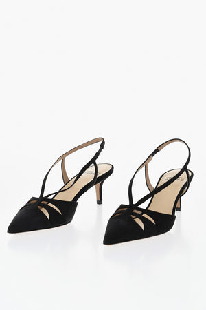 Slingbacks aus Veloursleder uni, 6,5 cm Absatz