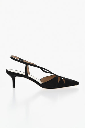 Slingbacks aus Veloursleder uni, 6,5 cm Absatz