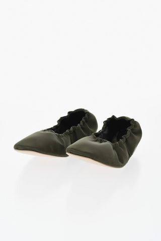 Solid-Color Satin Ballet Flats With Square Toe