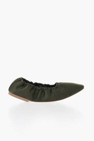 Solid-Color Satin Ballet Flats With Square Toe