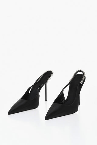 Satin Slingbacks LIDIA With Crystal-Embellished Strap 11cm Heel