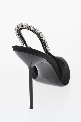 Satin Slingbacks LIDIA With Crystal-Embellished Strap 11cm Heel