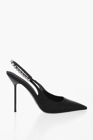Slingback LIDIA in Satin con Cinturino Impreziosito da Cristalli Tacco 11cm