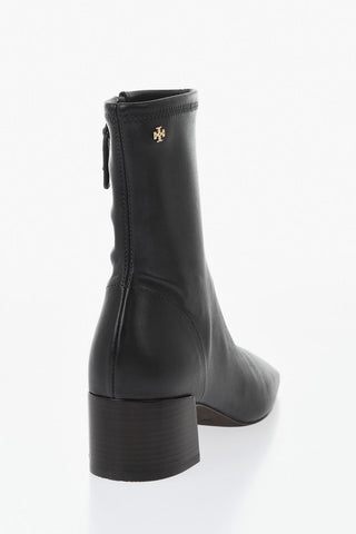 Leather Ankle Boots with Side Zip, Square Toe and 4.5 cm Heel