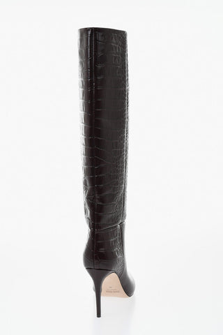 악어무늬 가죽 부츠 스틸레토 힐 9.5cm