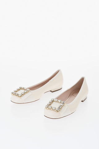 Leder-Ballerinas Mit Schmuckbesatz