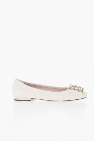 Leder-Ballerinas Mit Schmuckbesatz