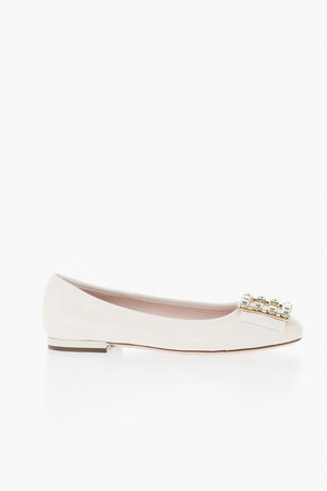 Leder-Ballerinas Mit Schmuckbesatz
