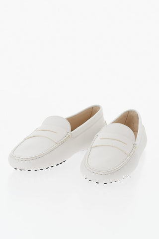 Hammered Leather Penny Loafers With Rubber Pebble Sole