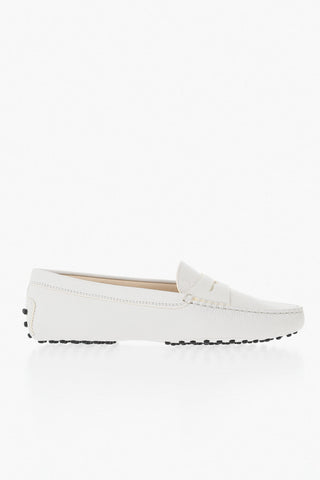 Hammered Leather Penny Loafers With Rubber Pebble Sole