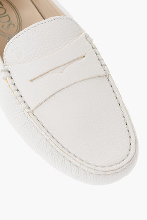 Hammered Leather Penny Loafers With Rubber Pebble Sole