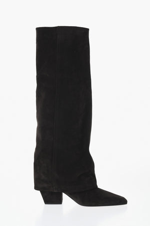 Suede Boots JANE With Turn-Up Cuff 6.5cm Heel