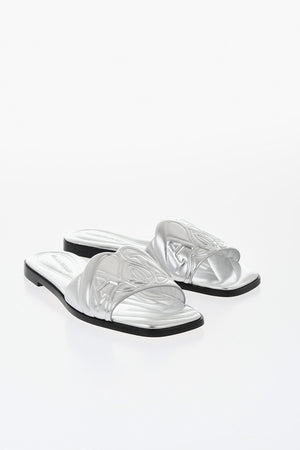 Lamé Leather Sandals with Square Toe