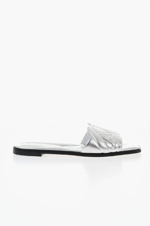 Lamé Leather Sandals with Square Toe