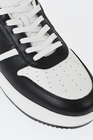 Two-Tone Leather Low-Top Sneakers With 5 cm Platform