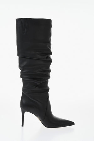MICHAEL Stivali Alti DAWN In Pelle Arricciat 8cm