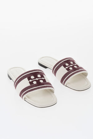 Jacquard Fabric Sandals with Embroidered Logo