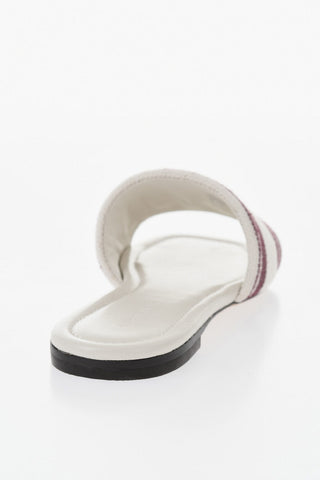 Jacquard Fabric Sandals with Embroidered Logo