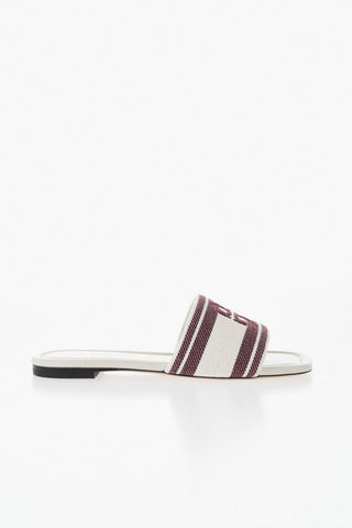 Jacquard Fabric Sandals with Embroidered Logo