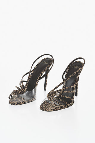 Sandali BENNY in Satin a Fantasia Animalier con Dettaglio Trasparente Tacco 12cm