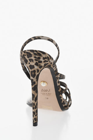 Sandali BENNY in Satin a Fantasia Animalier con Dettaglio Trasparente Tacco 12cm