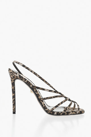 Sandali BENNY in Satin a Fantasia Animalier con Dettaglio Trasparente Tacco 12cm