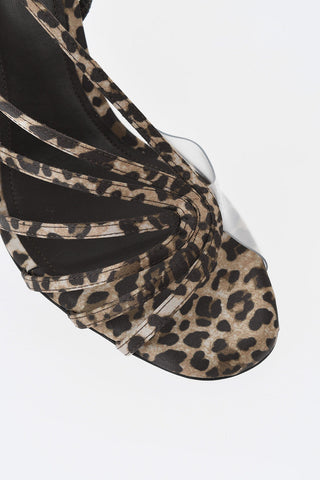 Sandali BENNY in Satin a Fantasia Animalier con Dettaglio Trasparente Tacco 12cm
