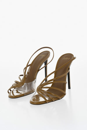 Sandalen BENNY aus glänzendem Leder mit transparentem Detail, Absatz 12 cm