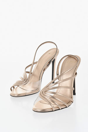 Lamé Leather Sandals BENNY with Transparent Detail 12cm Heel